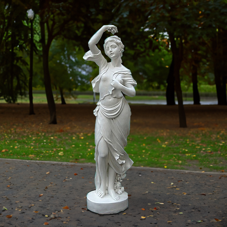 Fiberglass classical sculpture woman in garden