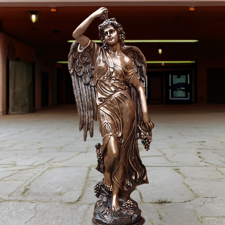 Four Seasons Angel Sculpture bronze holding grapes2