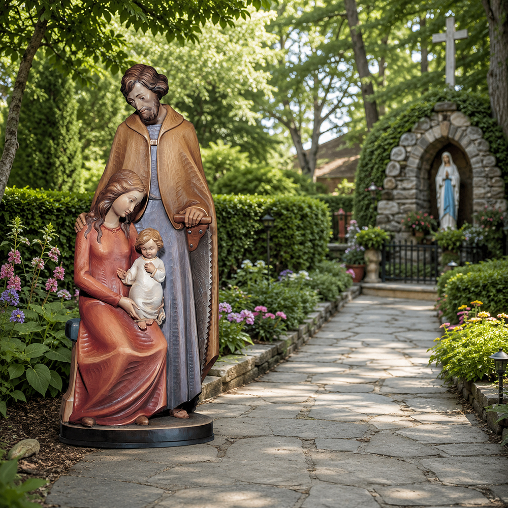 Garden fiberglass holy family statue outdoor