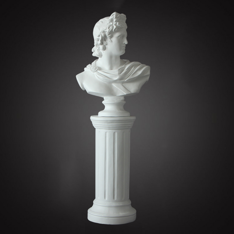 Greek God Bust Statue marble tall pedestal