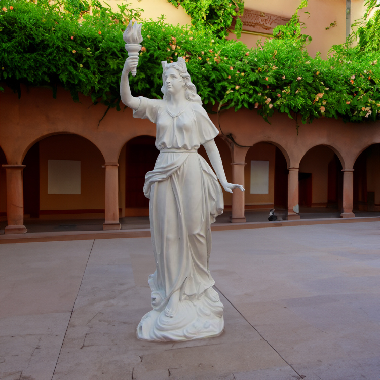 Lady Holding Torch Statue fiberglass garden decor