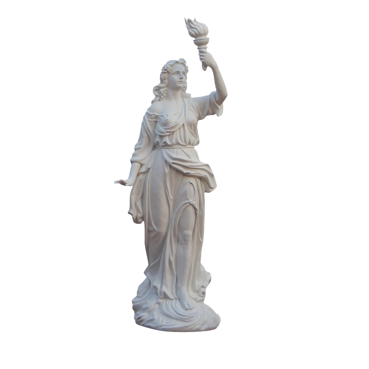 Lady Holding Torch Statue fiberglass white sculpture