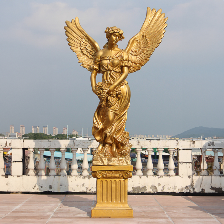 Pedestal fiberglass Angel Statue Gold