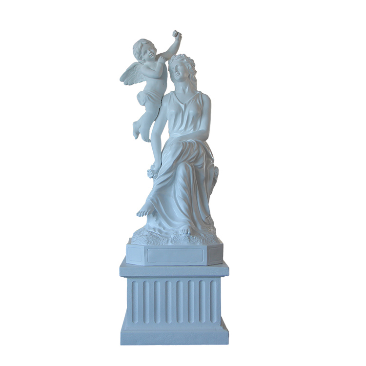 Pedestal fiberglass Venus with Cupid Cherub Statue