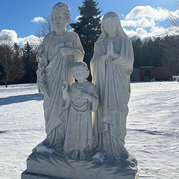 Snowfield holy family statue outdoor marble sculpture
