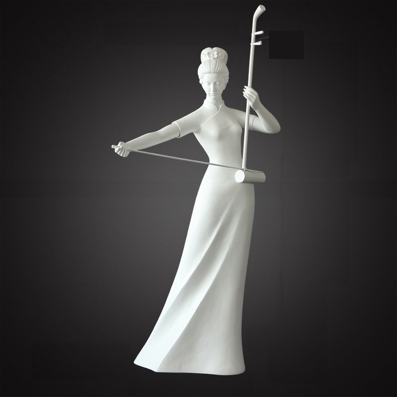 White fiberglass Erhu Player Sculpture