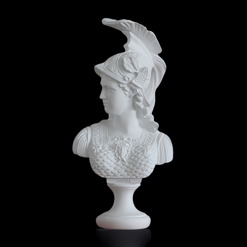 White fiberglass athena statue bust