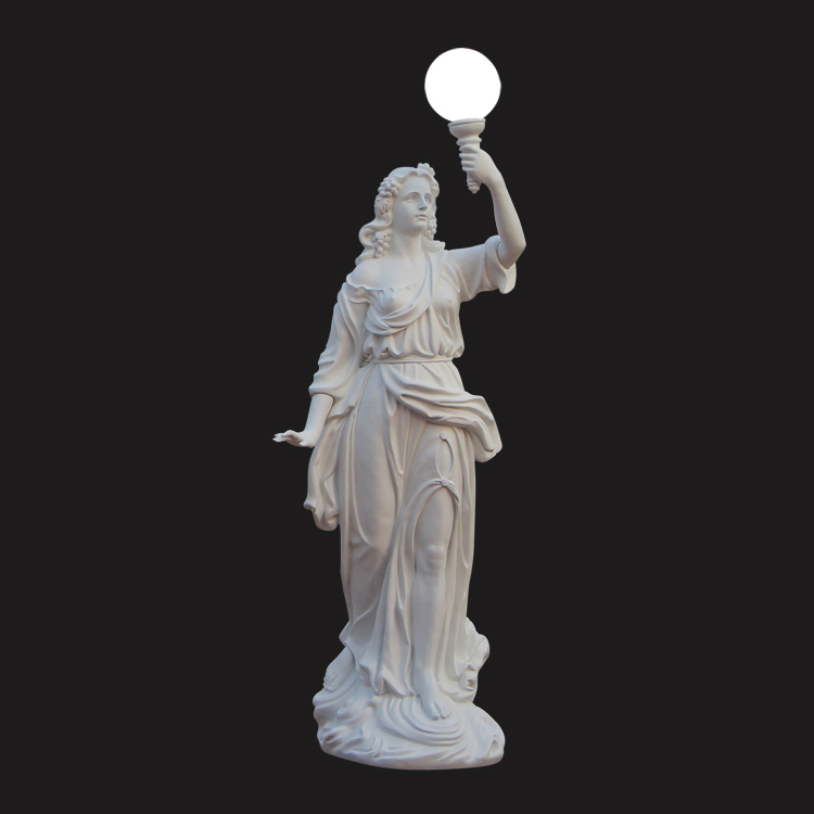 Woman Holding Globe Light Statue fiberglass left hand