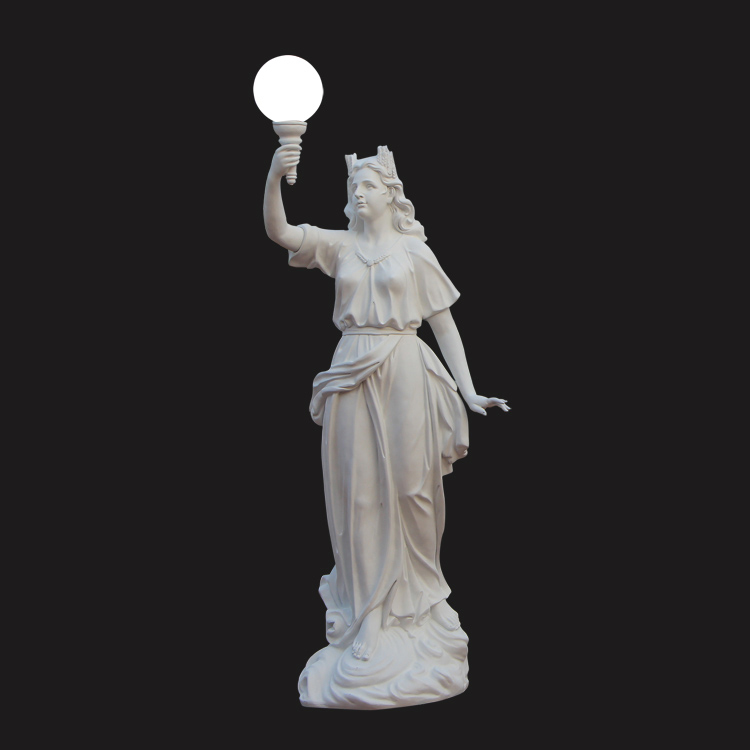Woman Holding Globe Light Statue fiberglass left hand