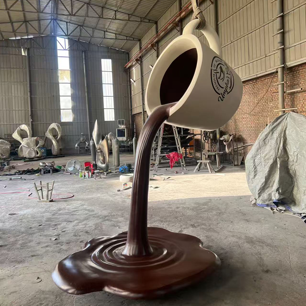 big Fiberglass coffee cup garden sculpture