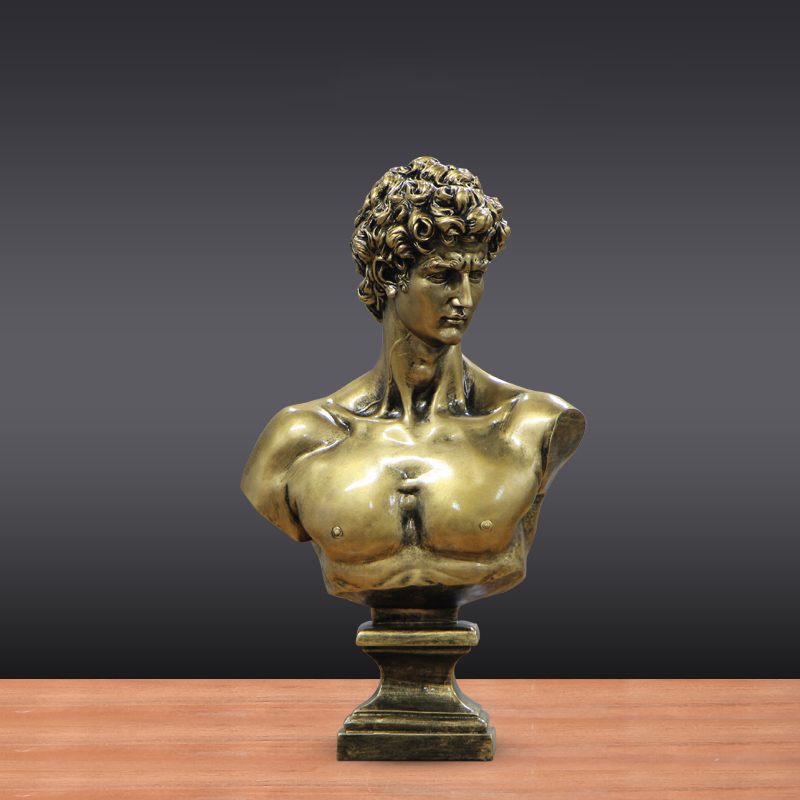 bronze David Bust Head on pedestal