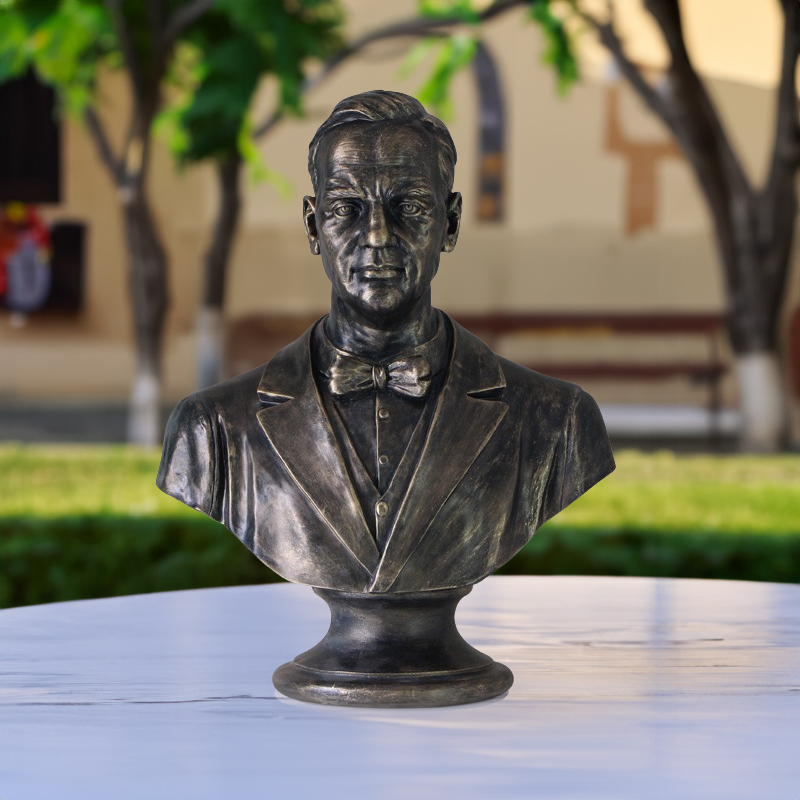 bronze Fleming Bust with bow tie