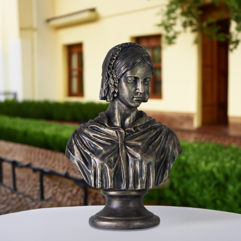 bronze Florence Nightingale Bust with headscarf