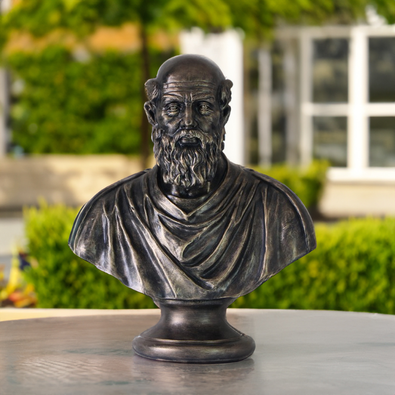bronze Hippocrates Bust Statue with beard