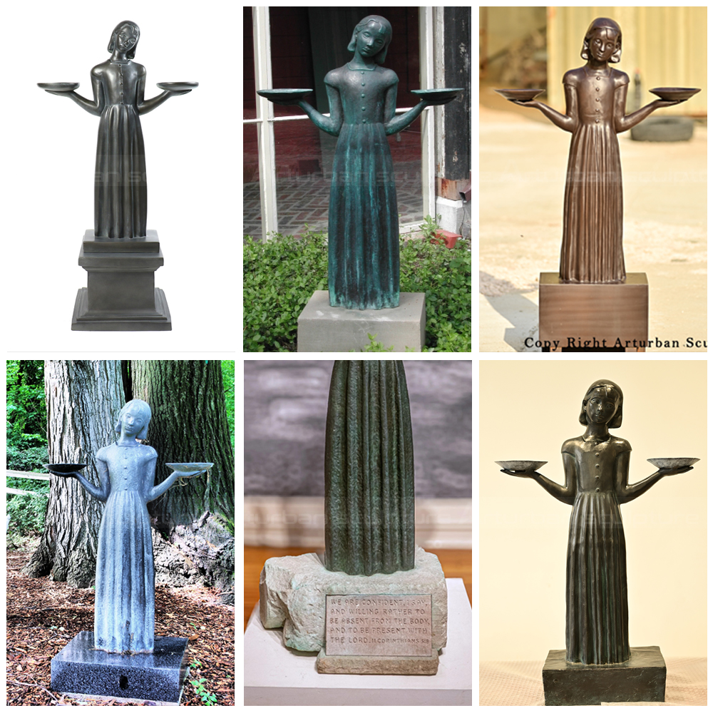 different little wendy bird girl statues