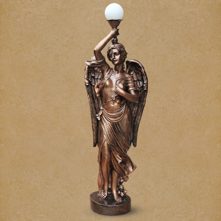 fiberglass Angel of Light Statue holding globe