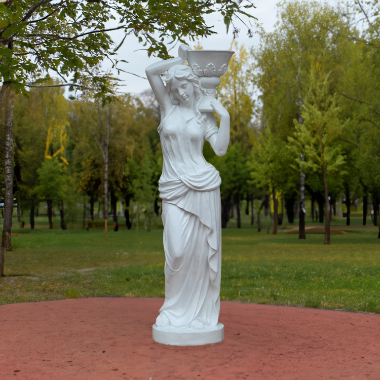 fiberglass Lady Holding Flower Pot Statue