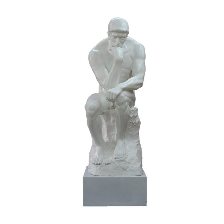 fiberglass The Thinker Garden Statue on tall base