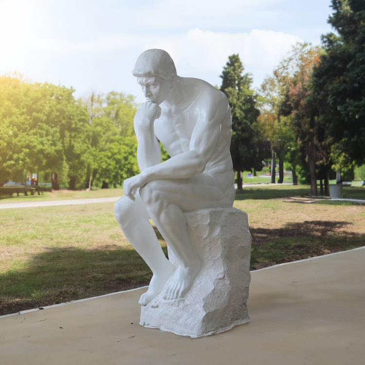 fiberglass The Thinker Garden Statue seated