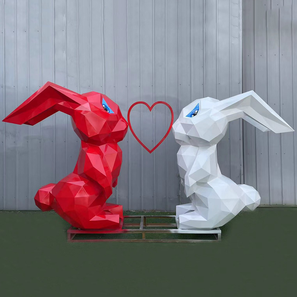 geometric Rabbit Art Sculpture for garden park