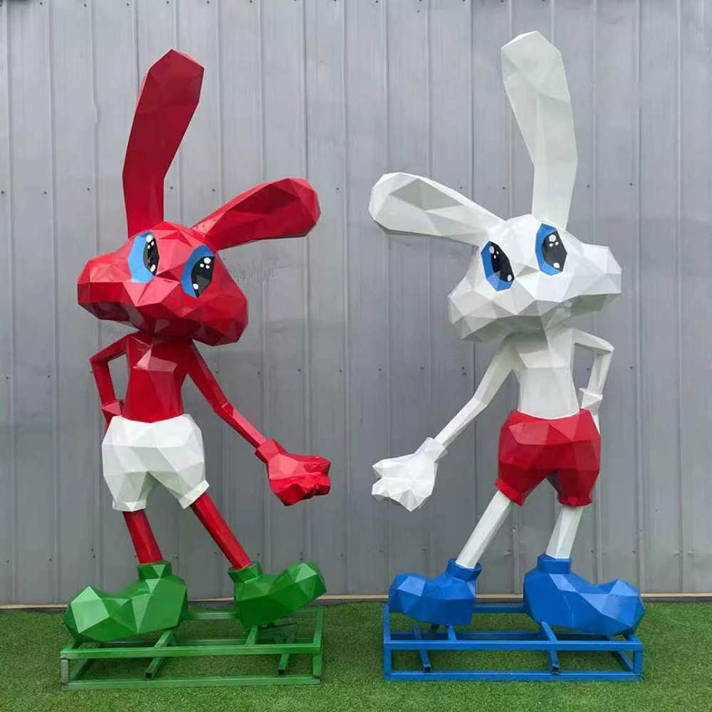 geometric Rabbit Lawn Statue for playground display
