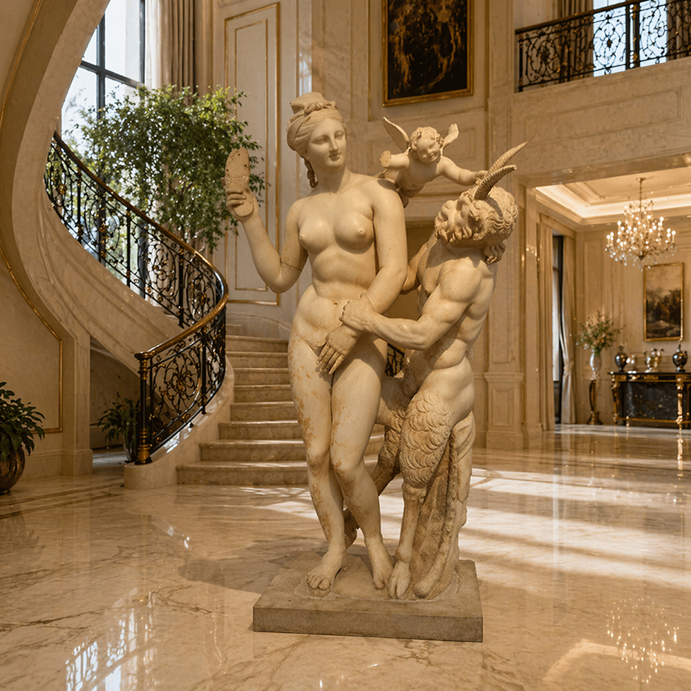 marble Aphrodite Pan Eros statue