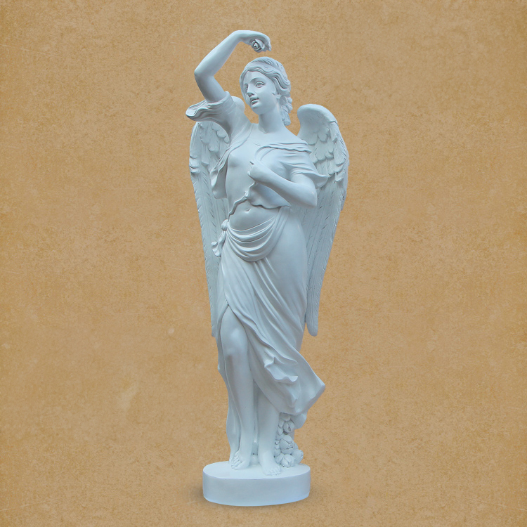 marble Garden Angel Figurines with raised flower