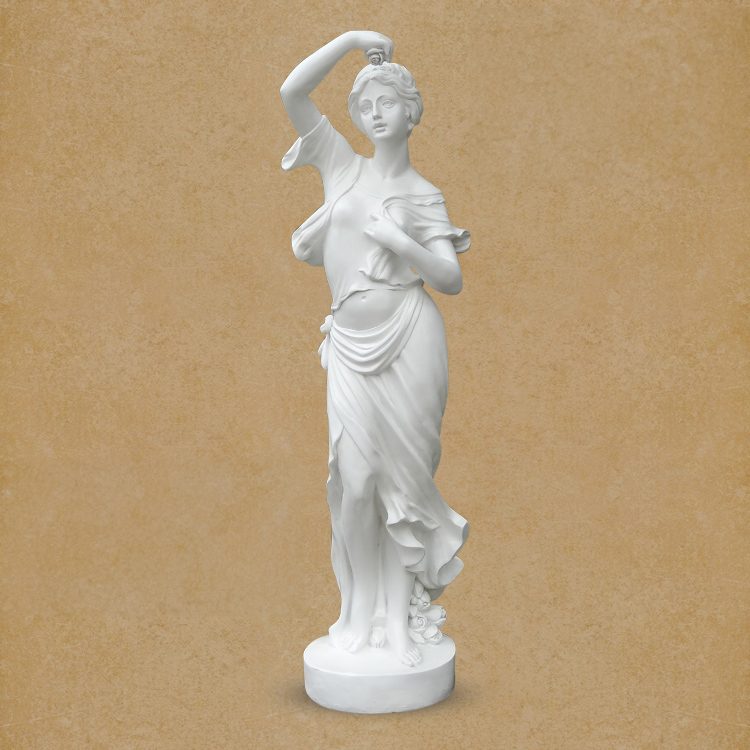 marble Lady Garden Ornaments with raised flower