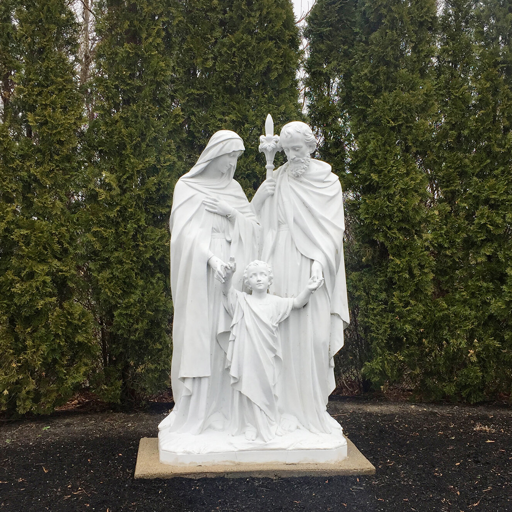 marble holy family statue garden