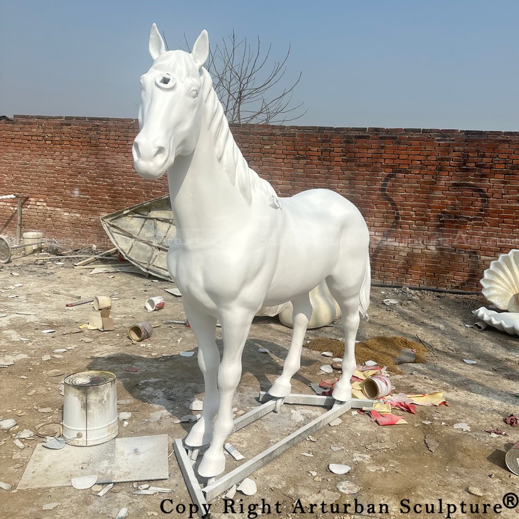 3 Unicorn garden statue body in production