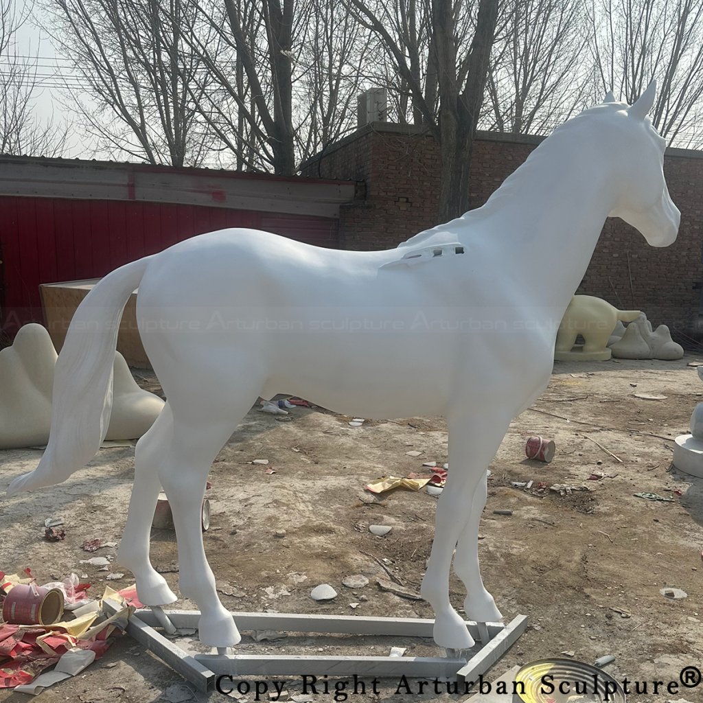 4 White fiberglass unicorn body with mounting holes