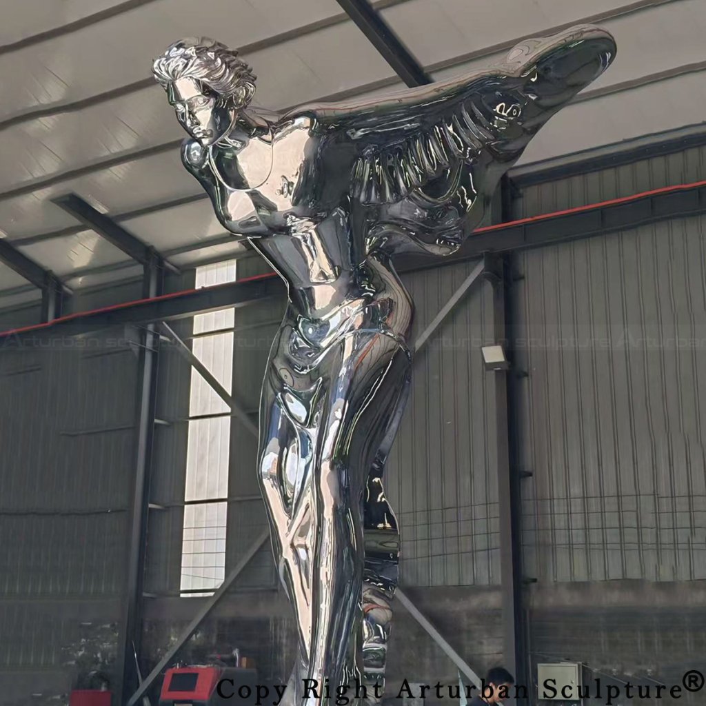 4 stainless steel Rolls Royce Spirit of Ecstasy sculpture