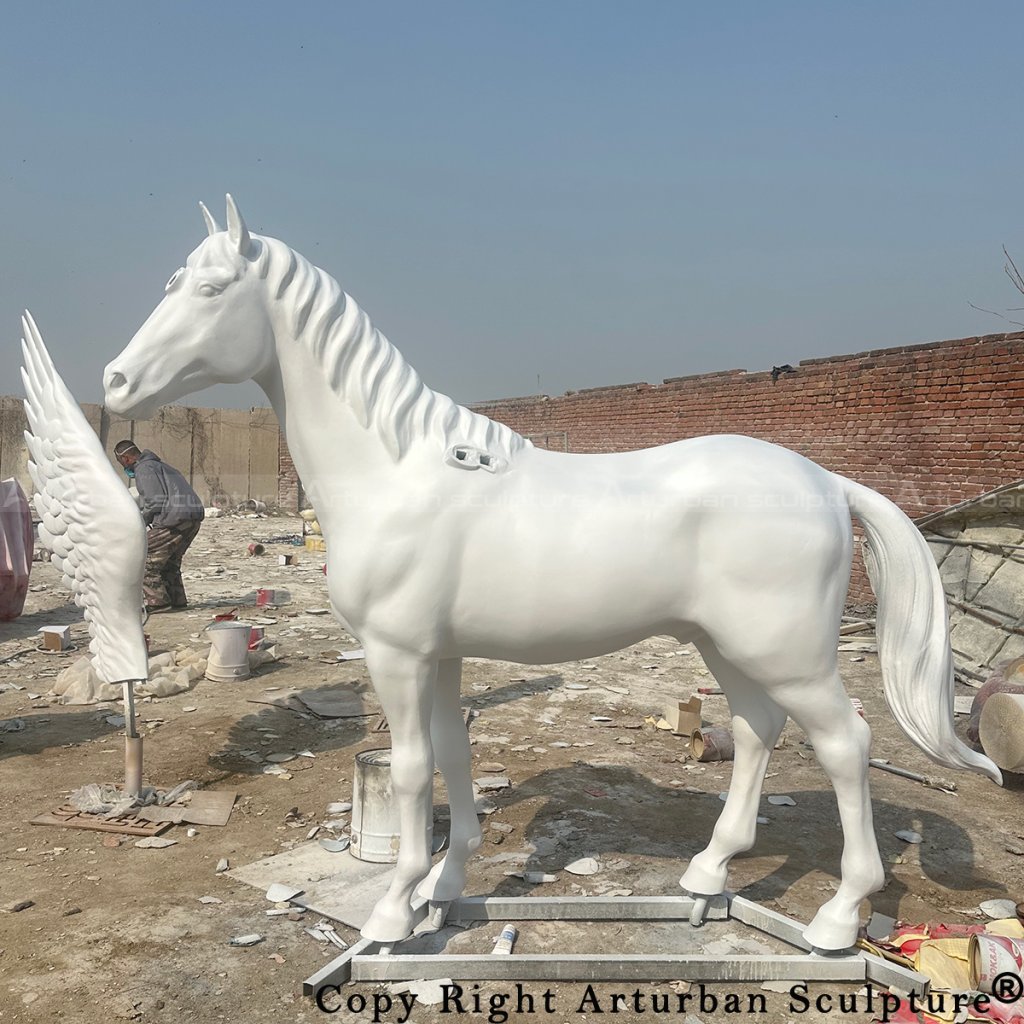 6 Fiberglass winged unicorn sculpture before assembly