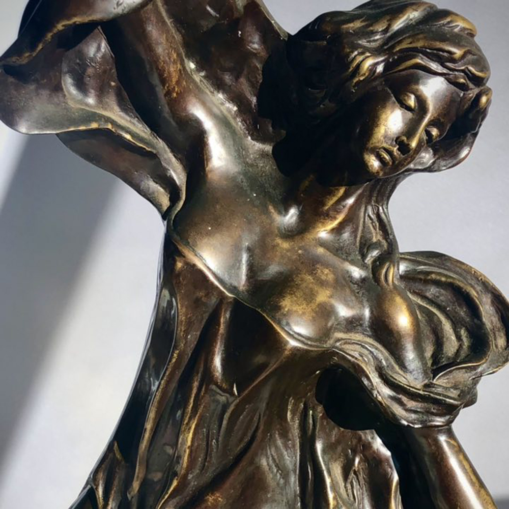 Art Nouveau Bronze Statue elegant side angle