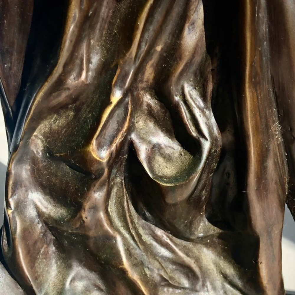 Art Nouveau Bronze Statue flowing robe detail