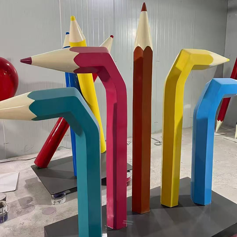 Bent fiberglass Color Pencil Sculpture installation