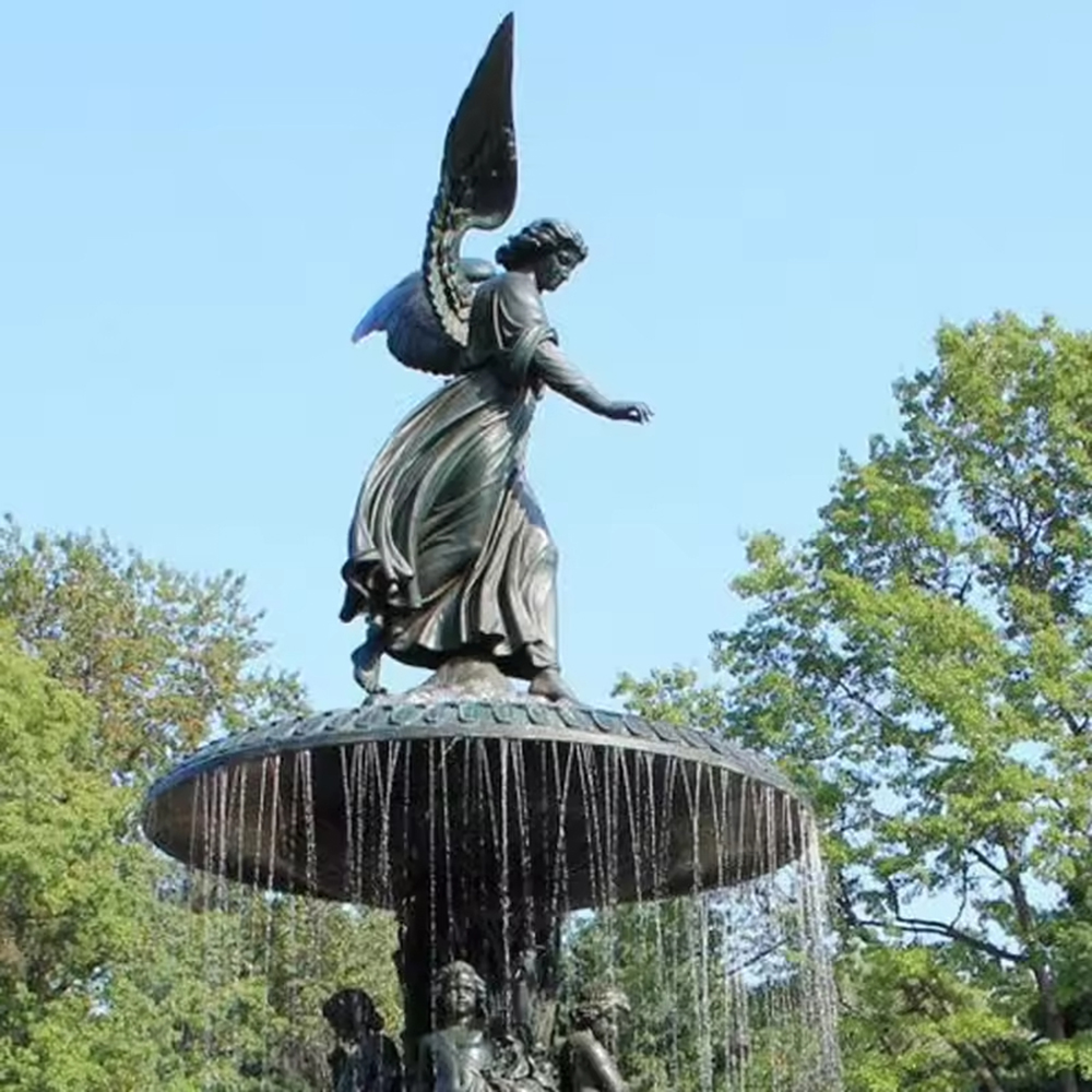 Bronze Angel of the Waters Fountain side view