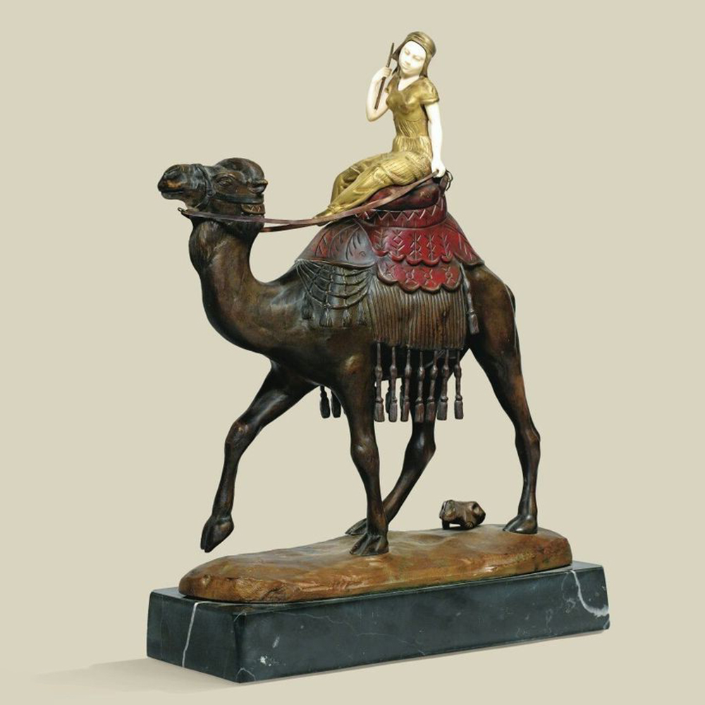 Bronze Camel with female Rider Statue