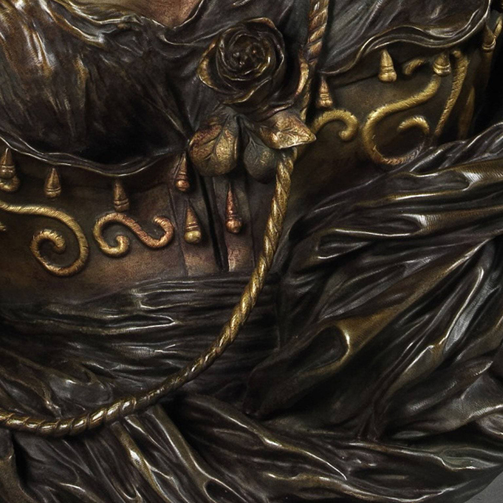 Bronze Female Sculpture Bust ornate costume detail