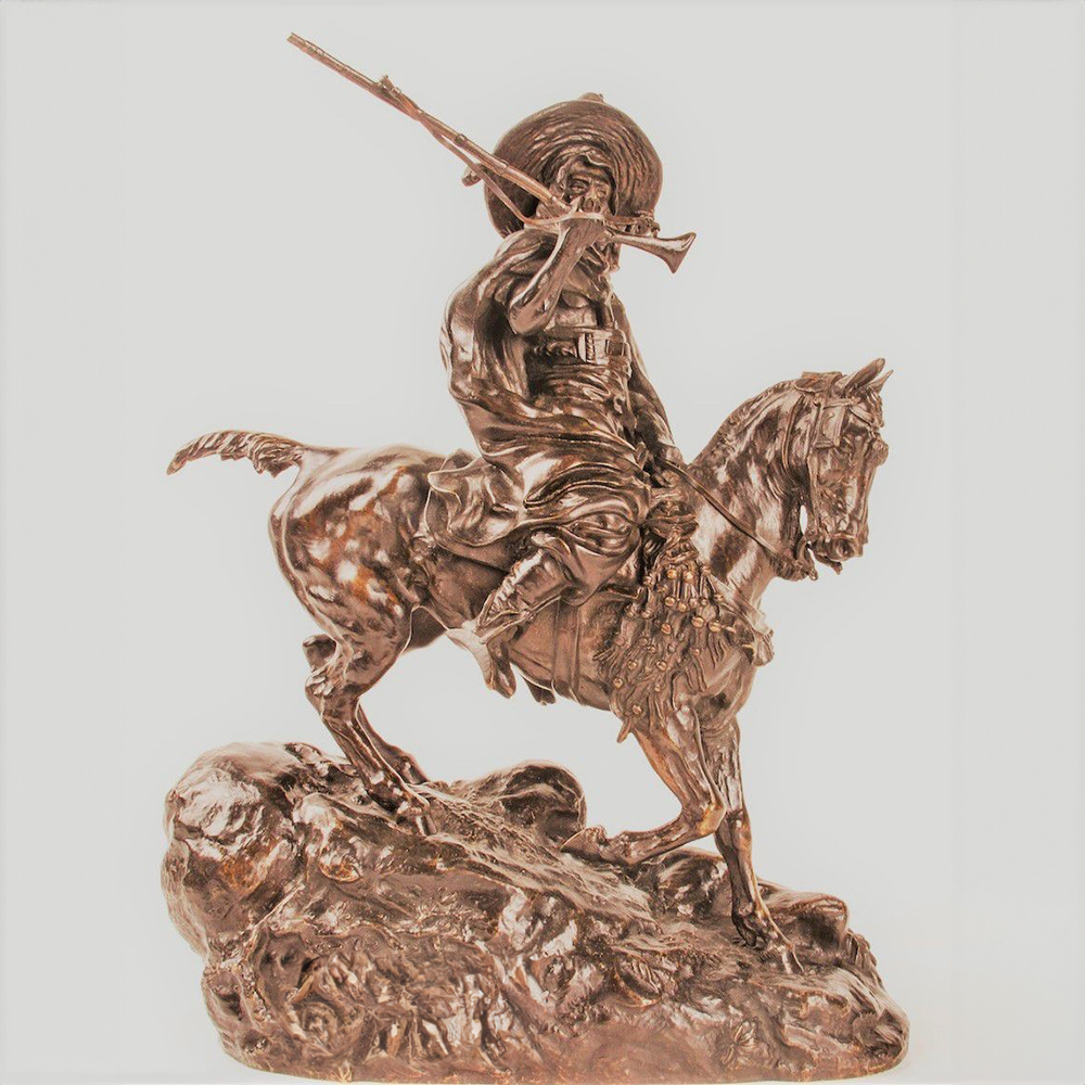 Bronze Horse and Rider Arab downhill sculpture