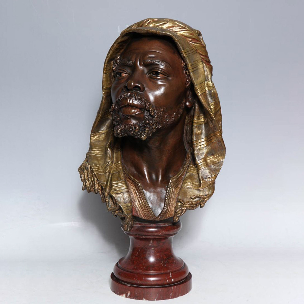Bronze Nubian Bust with gilt turban