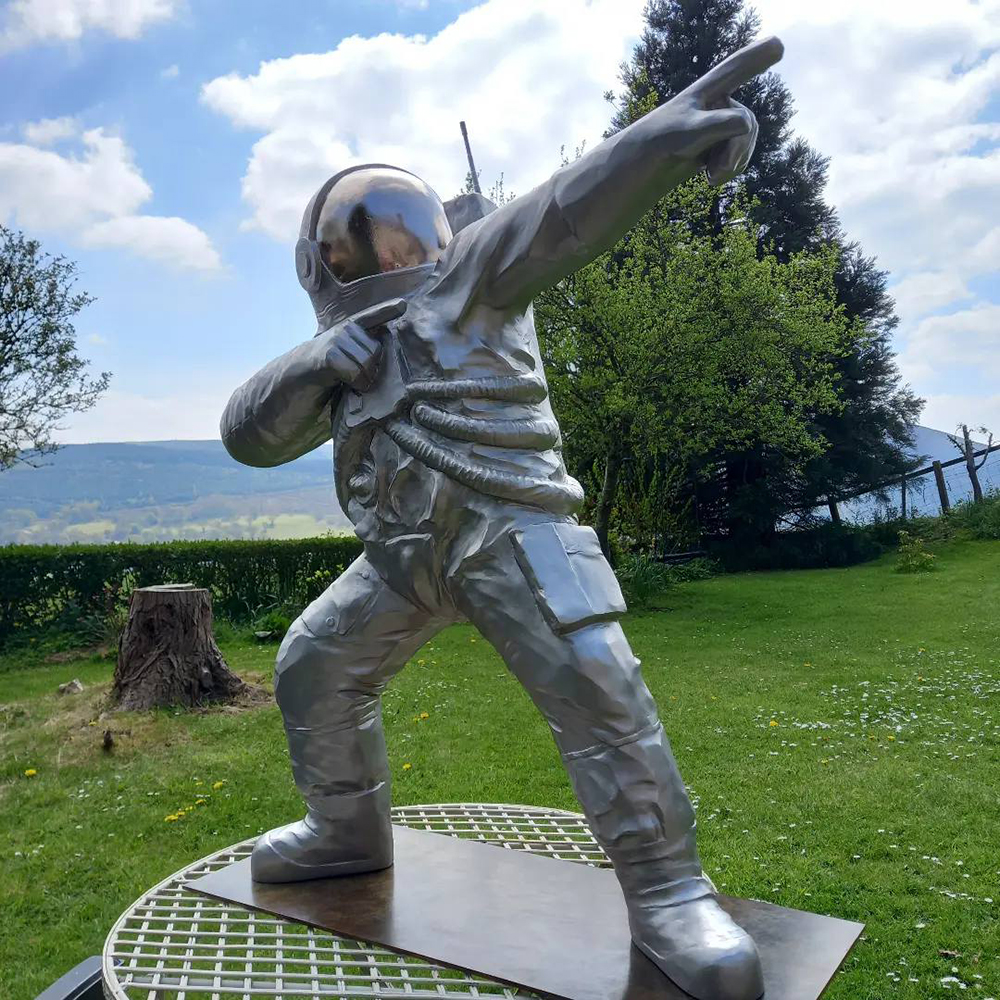 Bronze Spaceman Statue outdoor garden display