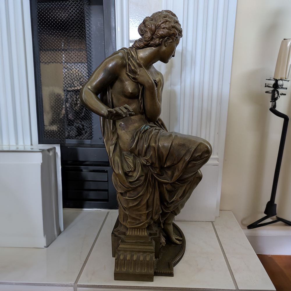 Bronze Suzanne Sculpture modest pose profile