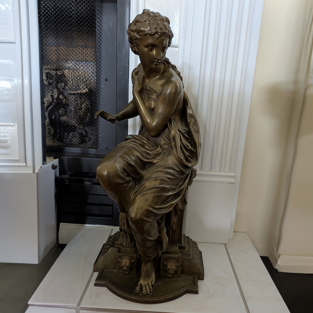 Bronze Suzanne Sculpture seated front view