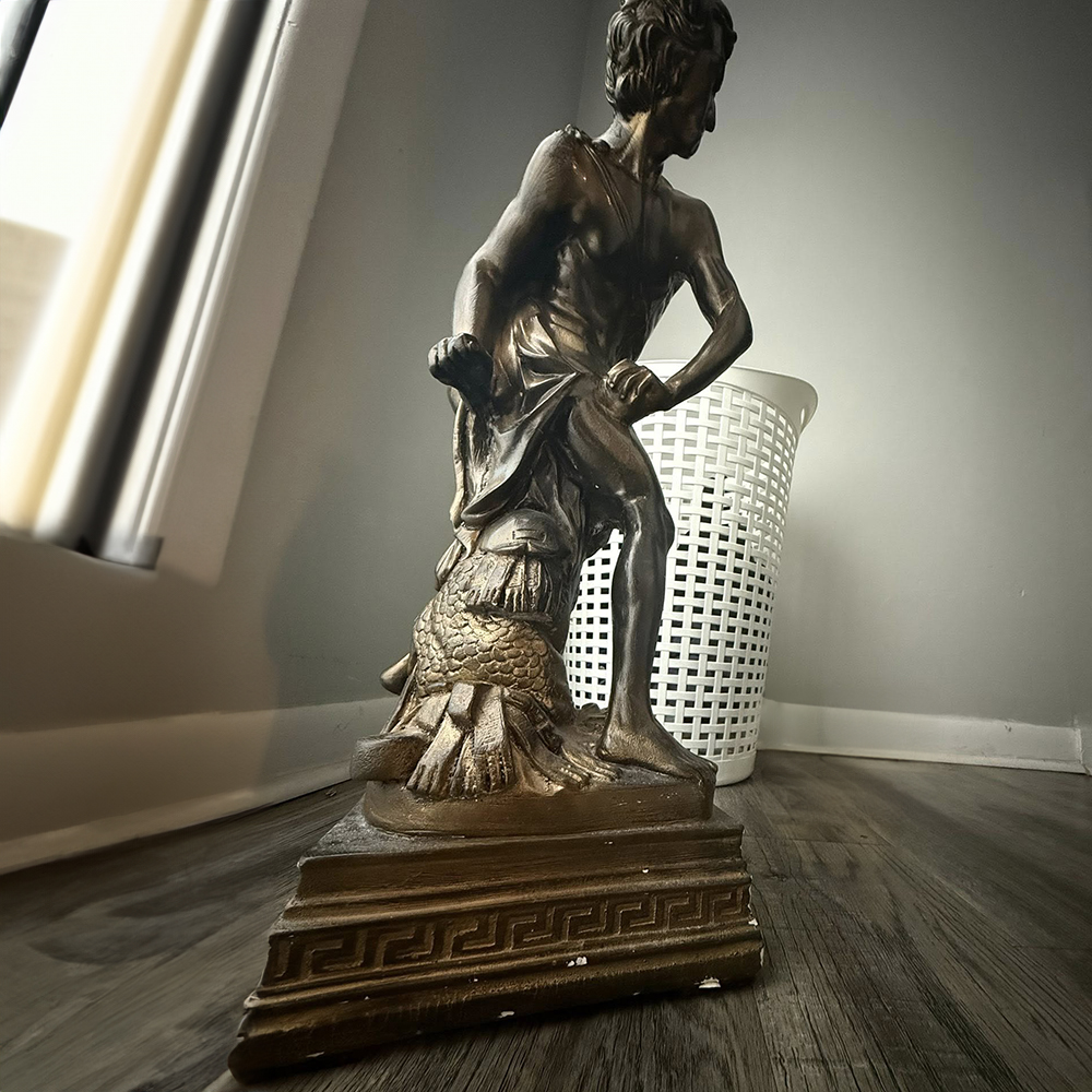 bronze David Sculpture Baroque side throwing motion
