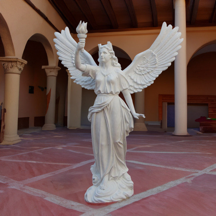 Fiberglass Angel with Torch Sculpture right hand