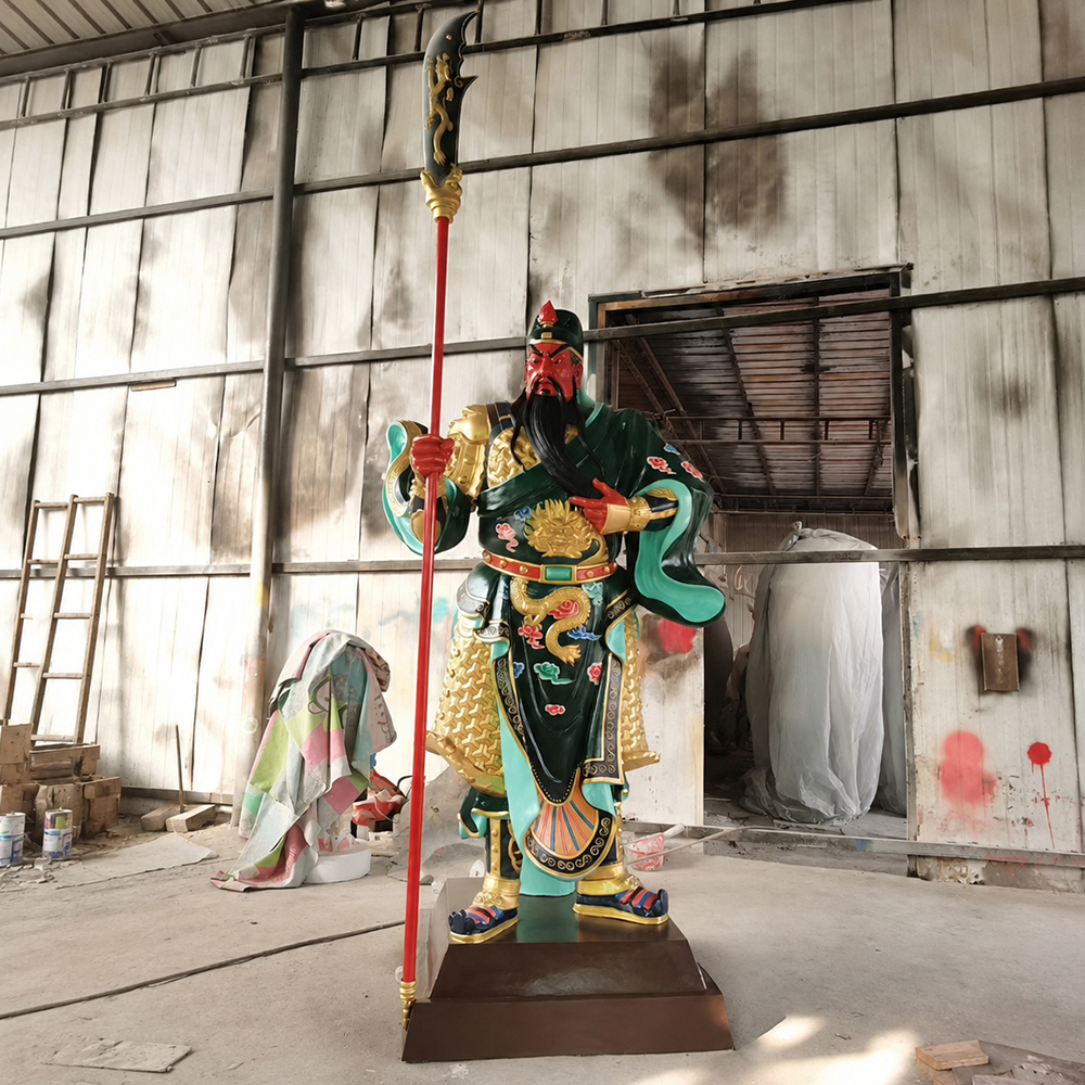 Fiberglass Guan Di Statue holding blade