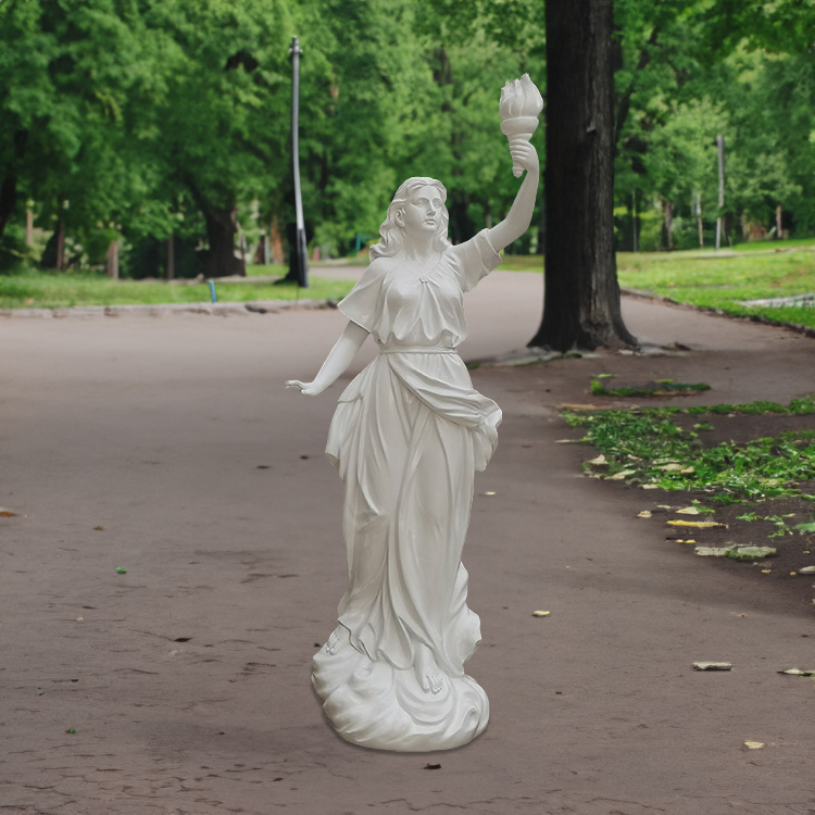 Fiberglass Lady with Torch Statue left hand