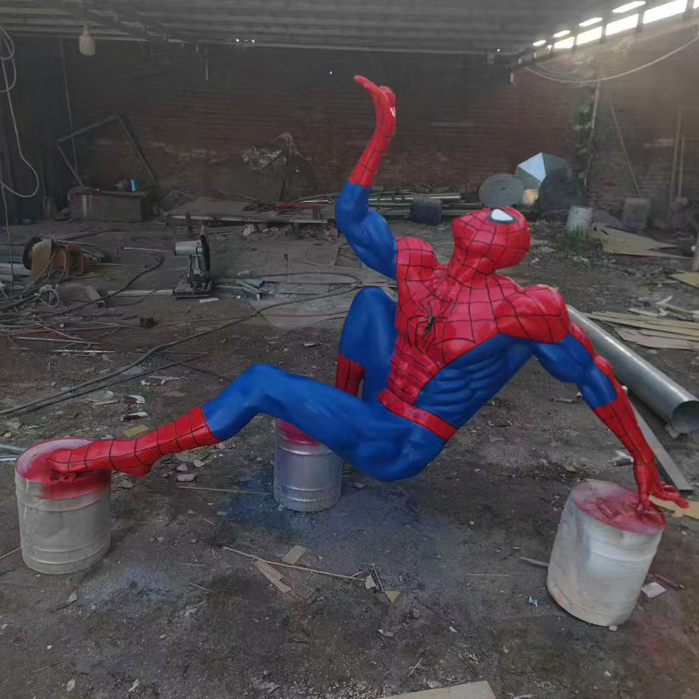Fiberglass Spiderman Statue Life Size leaping pose