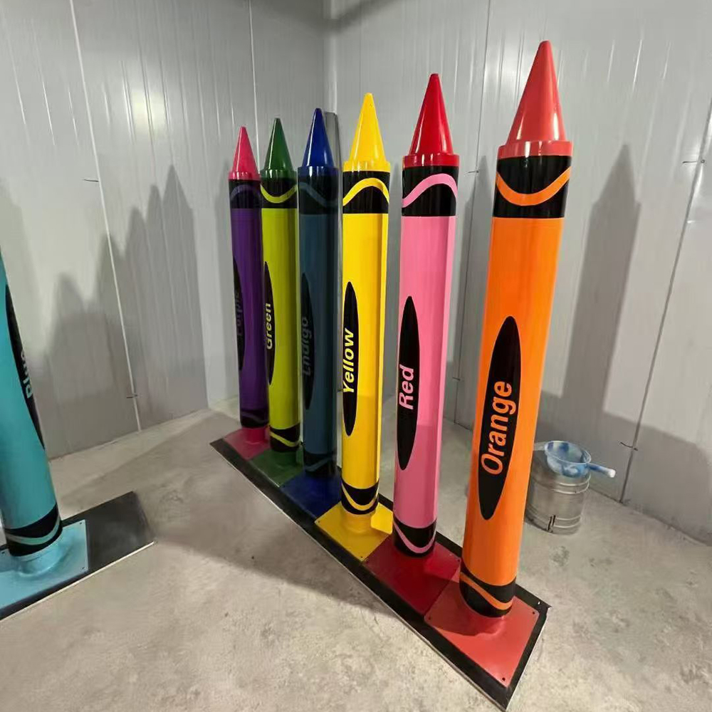 Fiberglass crayon art sculpture colorful display